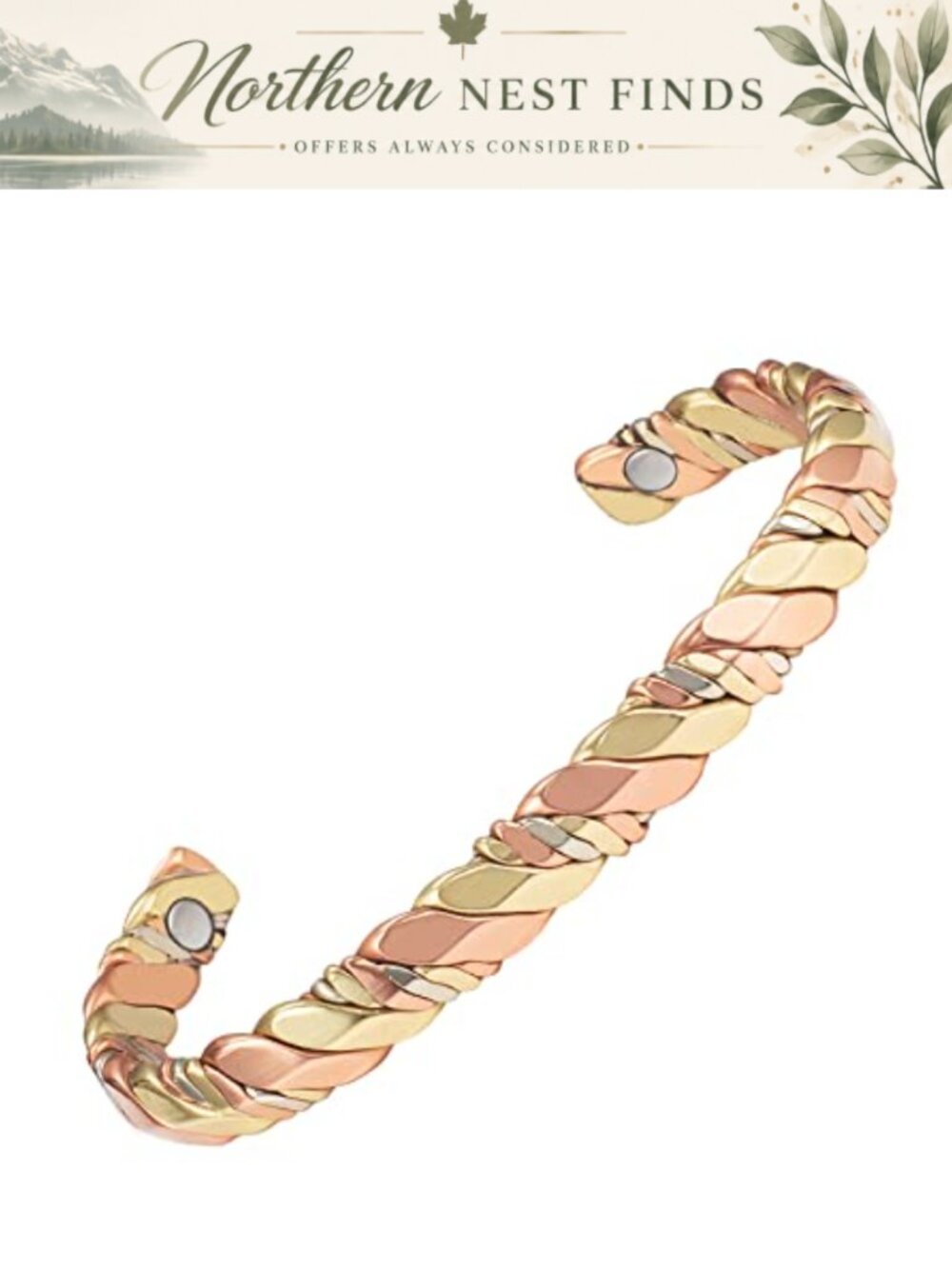 Copper Magnetic Bracelet 3500 Gauss Adjustable Pain Relief Gift for Women